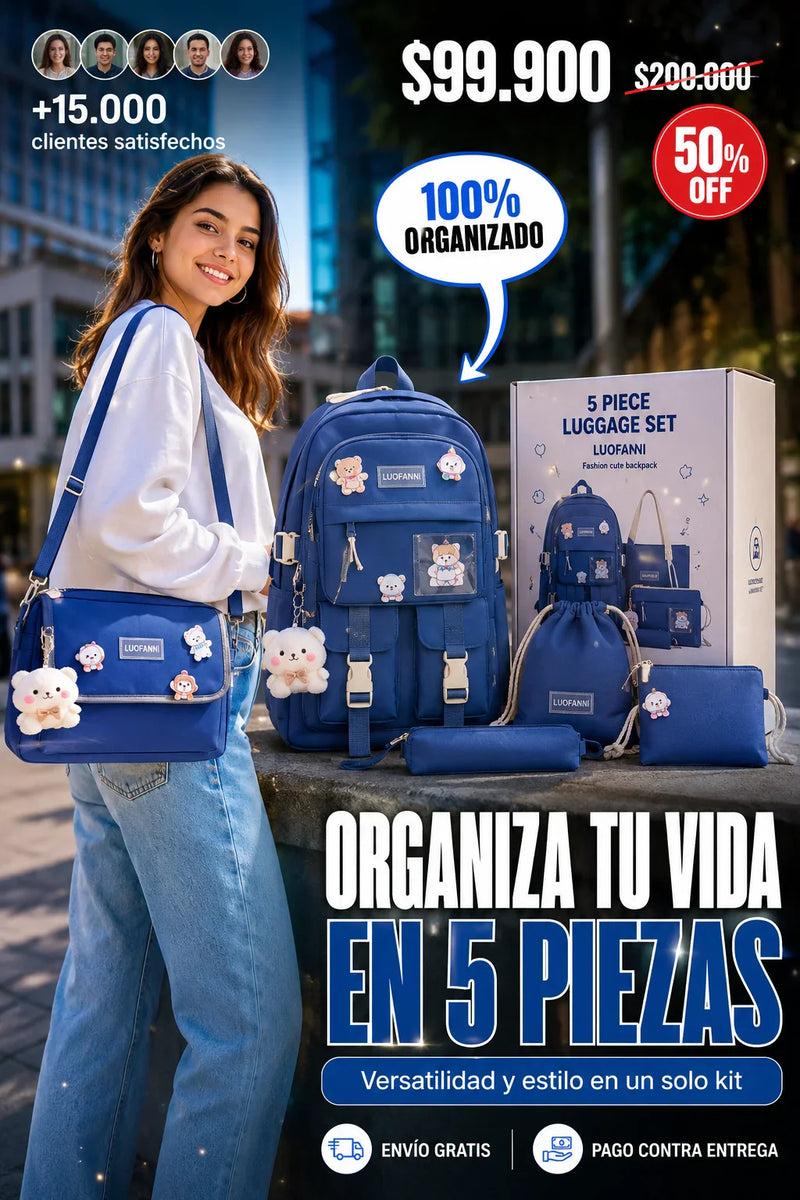 Kit Maleta Mochila Bolsos 5 En 1