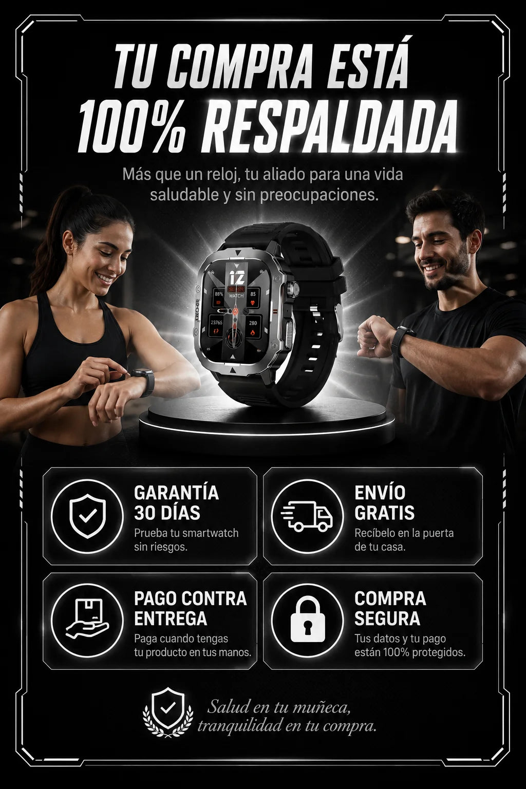 🔥 Smartwatch G30 Pro – Llamadas Bluetooth, Monitoreo de Salud y Linterna LED Integrada